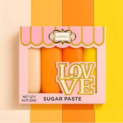 Confect Multipack of Ivory, Orange, Fluorescent orange and Yellow Sugarpaste 18