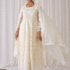 Indyancart IE Embroidered A-Line Mirror Work Pure Cotton Kurta with Trousers & Dupatta
