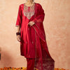 Dhiyona IE Women Ethnic Motifs Embroidered Regular Sequinned Liva Kurta with Trousers & With Dupatta