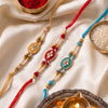 Dhiyona Set Of 3 Multicolor Artificial Beads & White Pearls Thread Rakhi With Roli Chawal