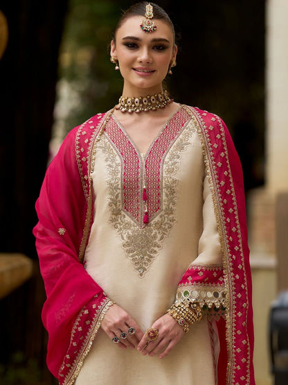 Women Ethnic Motifs Embroidered Regular Mirror Work Kurta with Trousers & With Dupatta