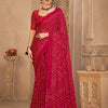 Women's Chiffon Pink Printed Designer Saree With Blouse Piece