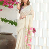 Dhiyona GR Women's Sunflower Beige & Pink Mul Cotton Jamdani Saree