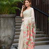 Dhiyona GR Women's Sunflower Beige & Red Mul Cotton Jamdani Saree