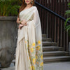 Dhiyona GR Women's Sunflower Beige & Yellow Pure Cotton Jamdani Saree