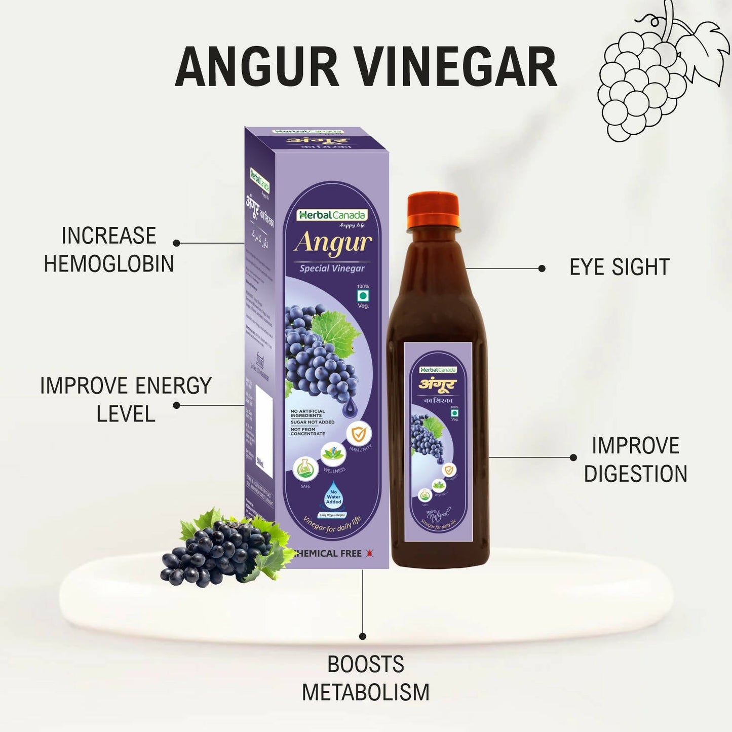 Herbal Canada Grapes Vinegar - Indyancart