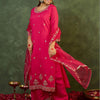 Indyancart IE Women Ethnic Motifs Embroidered Regular Thread Work Kurta with Palazzos & With Dupatta