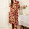 Dhiyona IE Floral Printed Thread Work Pure Cotton Kurta With Palazzos
