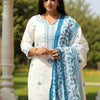Indyancart IE Women Ethnic Motifs Embroidered Pure Cotton Kurta with Trouser & Dupatta
