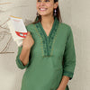 Dhiyona IE Ethnic Motifs Embroidered Thread Work Pure Cotton Kurta With Trousers