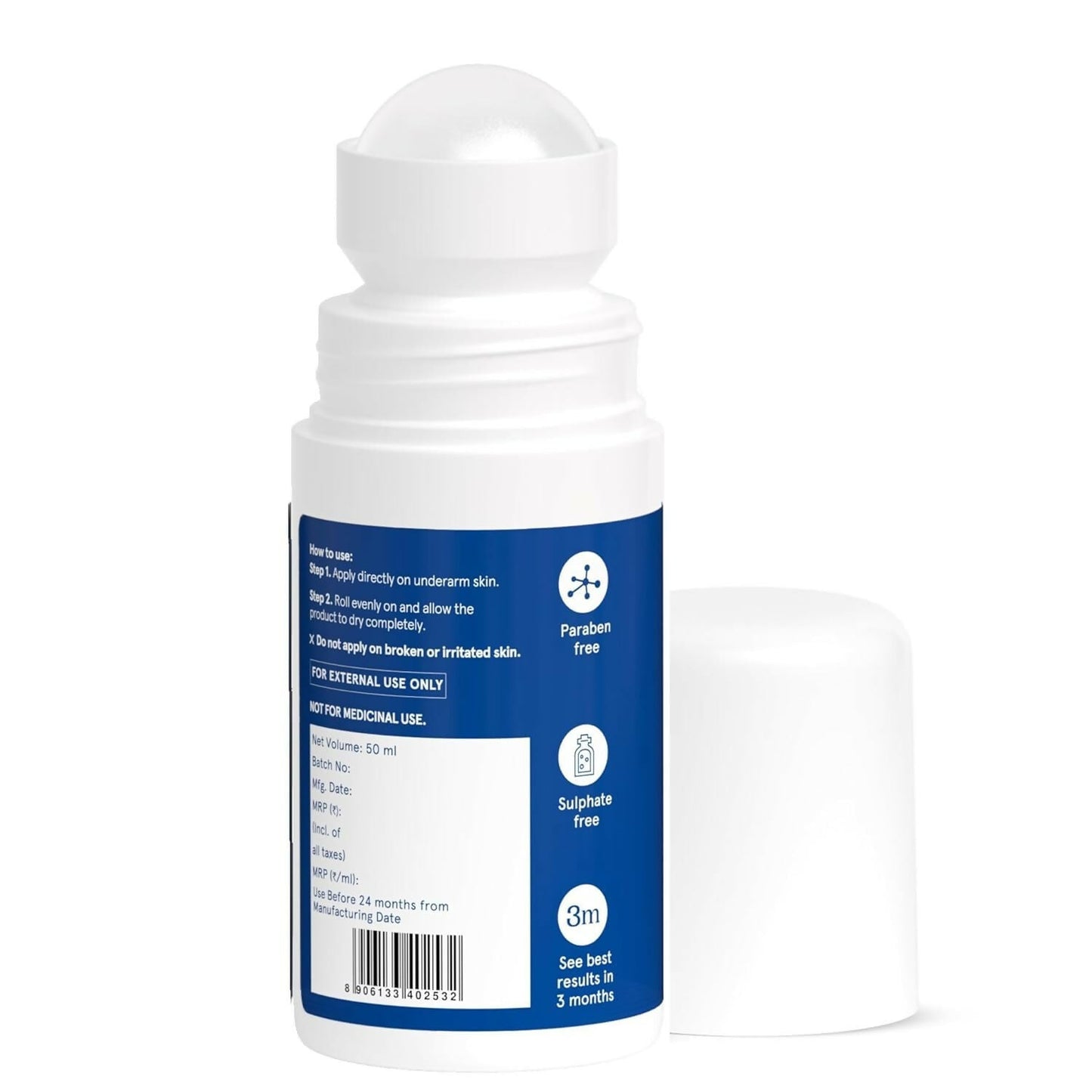 BeBodywise 4% AHA BHA underarm roll-on cream for reducing pigmentation, shown with the roll-on applicator and product packaging.