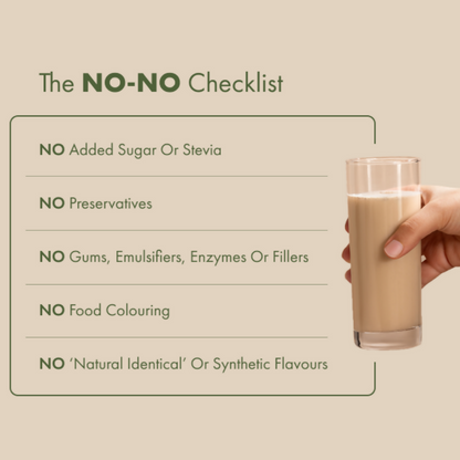 Cosmix Plant Protein Pro Kerala Vanilla Bean health drink in a glass, showcasing creamy vanilla flavor and plant-based ingredients.