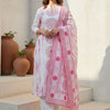 Dhiyona IE Floral Printed Notch Mandarin Collar Cotton Kurta With Trousers & Dupatta