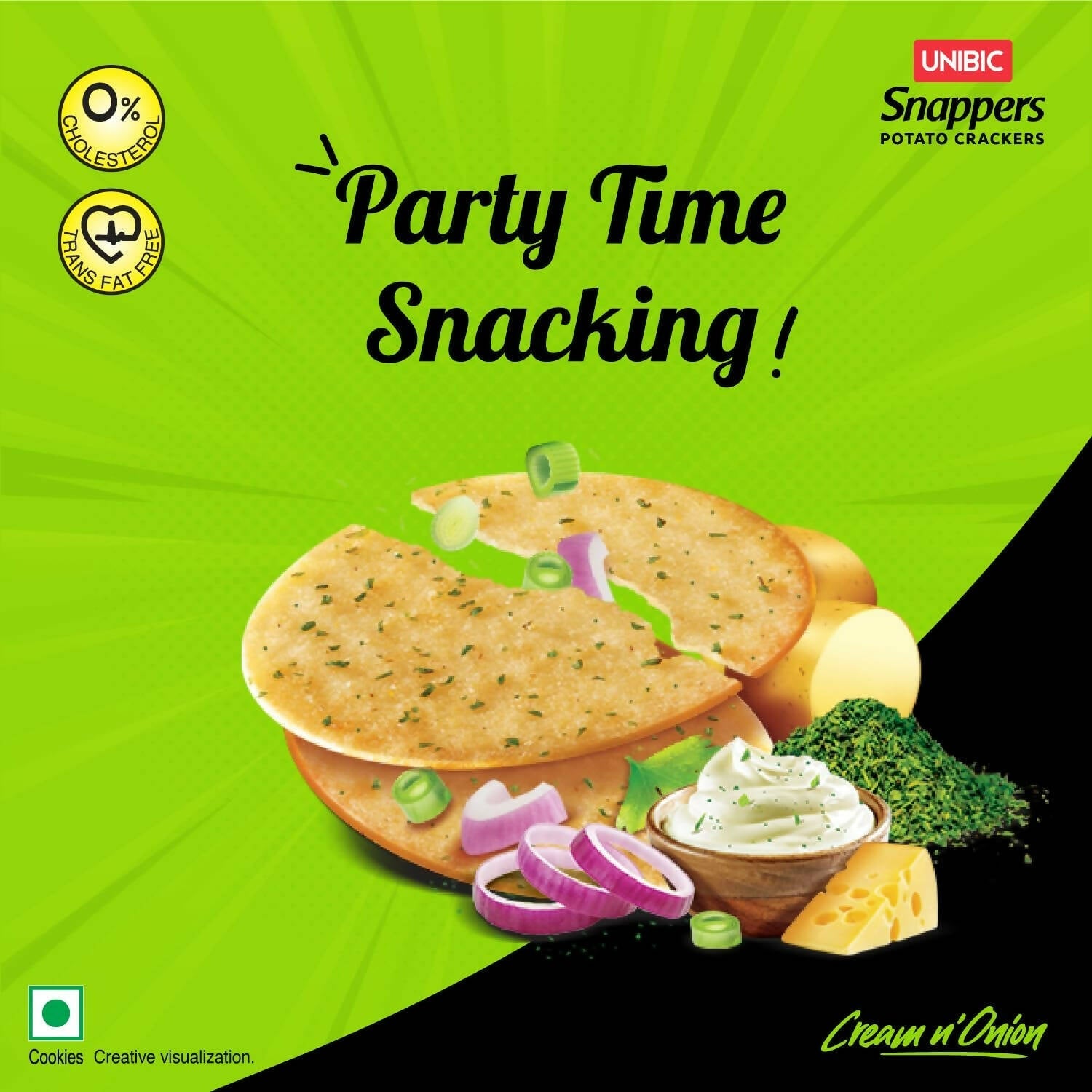 Unibic Foods Snappers Potato Crackers - Cream & Onion - Indyancart