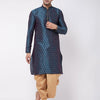 Men's Blue Silk Blend Straight Kurta and Dhoti Set