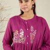 Dhiyona IE Floral Embroidered Thread Work Pure Cotton Kurta With Trousers & Dupatta