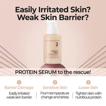 Numbuzin No.2 Face Serum in a clear glass bottle with dropper, displayed on a neutral background, highlighting the skincare product.