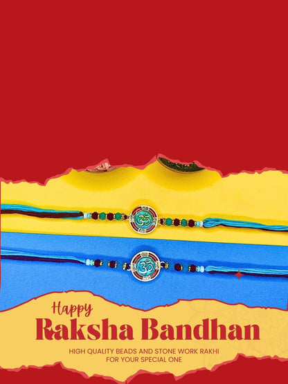 Anouk Set Of 12 Beaded Cotton Thread with AD Stones & Meenakari Designer Rakhi for Brother