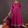 Dhiyona IE Women Ethnic Motifs Printed Pleated Thread Work Pure Cotton Kurta with Trousers & With Dupatta