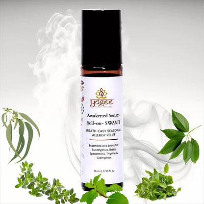 Yogez Awakened Senses Temple Roll-On- SWASTI- Aromatherapy blend for seasonal allergy relief