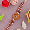 Dhiyona Brown Wool Knitted & Beaded Rakhi With Roli Chawal & Greeting Card