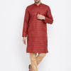 Men's Maroon Silk Blend Straight Kurta Pyjama Set