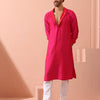 Indyancart ST Reversible Romance and Charm Red Pink Satin Kurta With Snaps