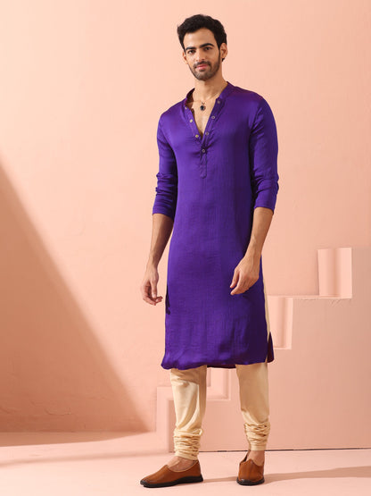 Indyancart ST Reversible Striking Purple Plum Chiffon Kurta With Snaps