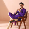Indyancart ST Reversible Striking Purple Plum Chiffon Kurta With Snaps
