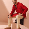 Indyancart ST Reversable Connoisseur Red Black Kurta With Snaps
