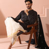 Indyancart ST Boss Black Satin Kurta with Gold Buttons