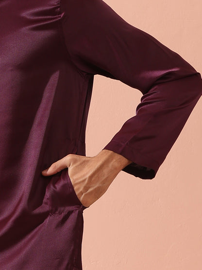 Indyancart ST Regal Wine Satin with Gold Buttons