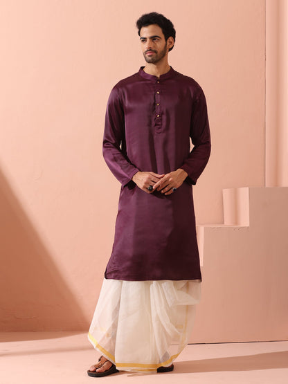 Indyancart ST Regal Wine Satin with Gold Buttons