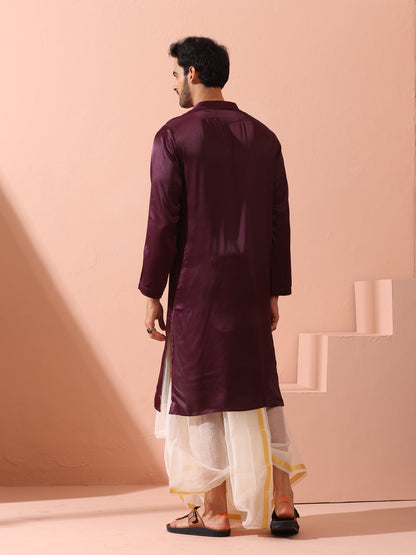Indyancart ST Regal Wine Satin with Gold Buttons