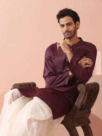 Indyancart ST Regal Wine Satin with Gold Buttons
