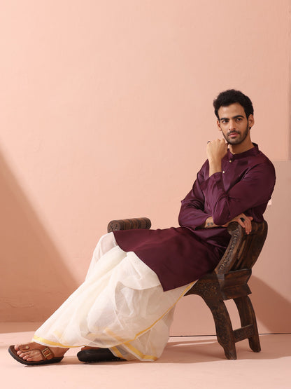 Indyancart ST Regal Wine Satin with Gold Buttons