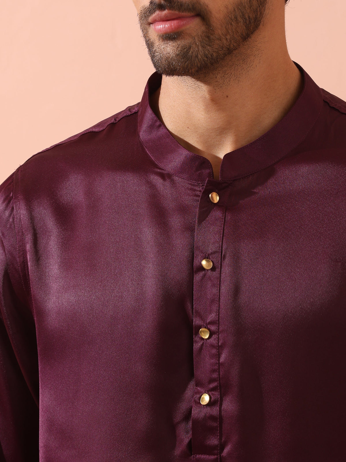 Indyancart ST Regal Wine Satin with Gold Buttons