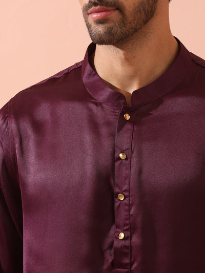 Indyancart ST Regal Wine Satin with Gold Buttons