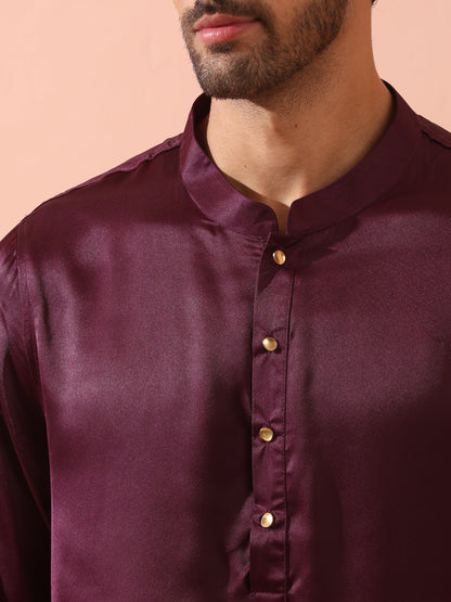 Indyancart ST Regal Wine Satin with Gold Buttons