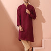 Indyancart ST Comfort Wine Kurta with Star Buttons