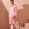 Indyancart ST Blush Satin Kurta with Gold Buttons