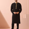 Indyancart ST Tycoon Black Korean with Gold Placket kurta