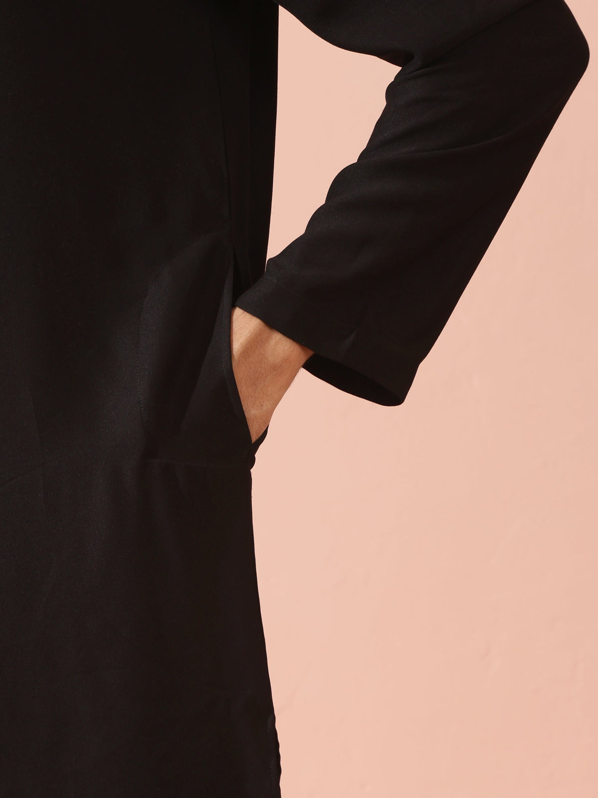 Indyancart ST Tycoon Black Korean with Gold Placket kurta