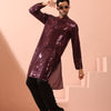 Indyancart ST Wine Sequin Kurta with Hidden Placket