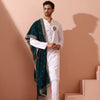 Indyancart ST Sufi White Satin Kurta with Gold Buttons