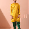 Indyancart ST Yellow Python Satin Kurta with Hidden Placket