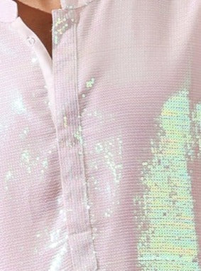 Indyancart ST Irridecent Sequin Kurta with Hidden Placket