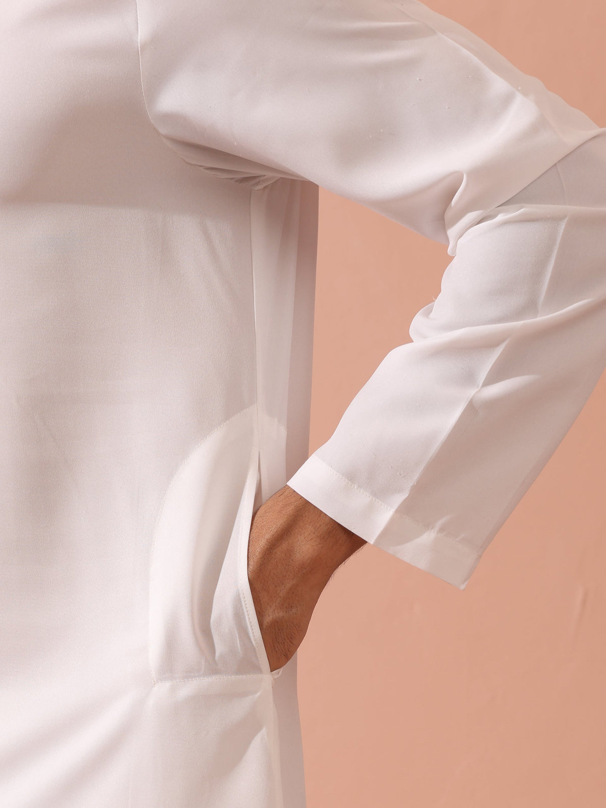 Indyancart ST White & Gold Sequin Crepe Kurta with Hidden Placket