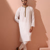 Indyancart ST White & Gold Sequin Crepe Kurta with Hidden Placket
