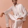 Indyancart ST Dandy White Irridecent Sequin Crepe Kurta with Hidden Placket